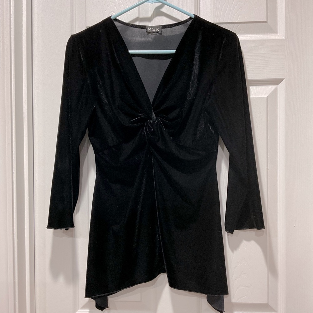 Beautiful Velvet v neck tunic top dressy part shirt S/M